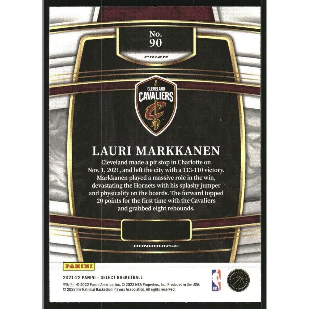 2021-22 Panini Select Lauri Markkanen Blue Prizm #90 Cleveland Cavaliers